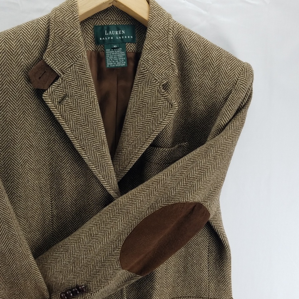 Ralph Lauren Women's Sz 10 Herringbone Wool Blazer